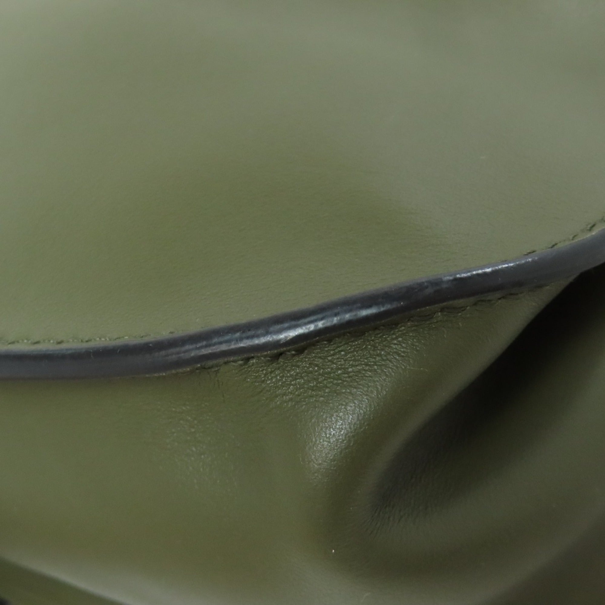 Prada Khaki Leather Shoulder Bag (Pre-Owned)
