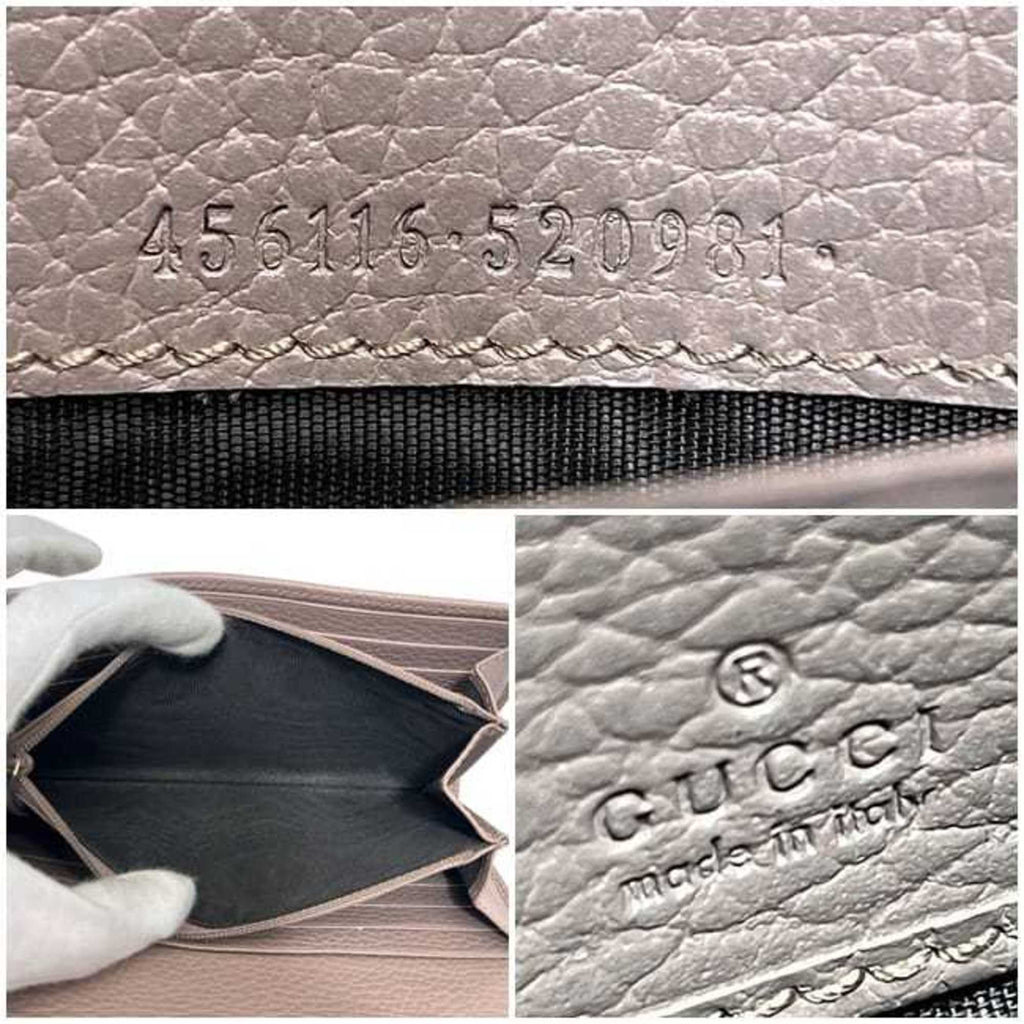 Gucci Pink Beige Leather Long Wallet (Bi-Fold) (Pre-Owned)