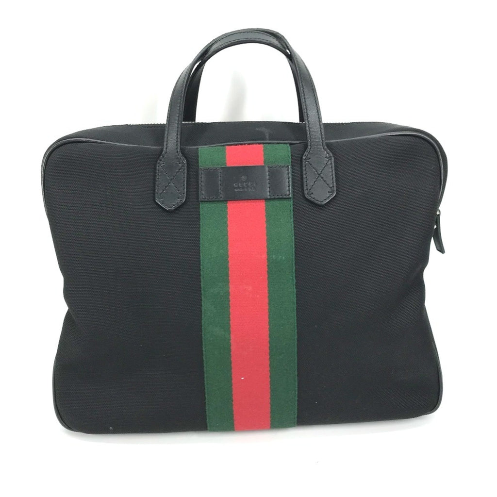 Gucci Black Leather Canvas Handbag Shoulder Bag Tote Bag (Pre-Owned)