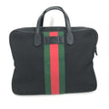 Gucci Black Leather Canvas Handbag Shoulder Bag Tote Bag (Pre-Owned)