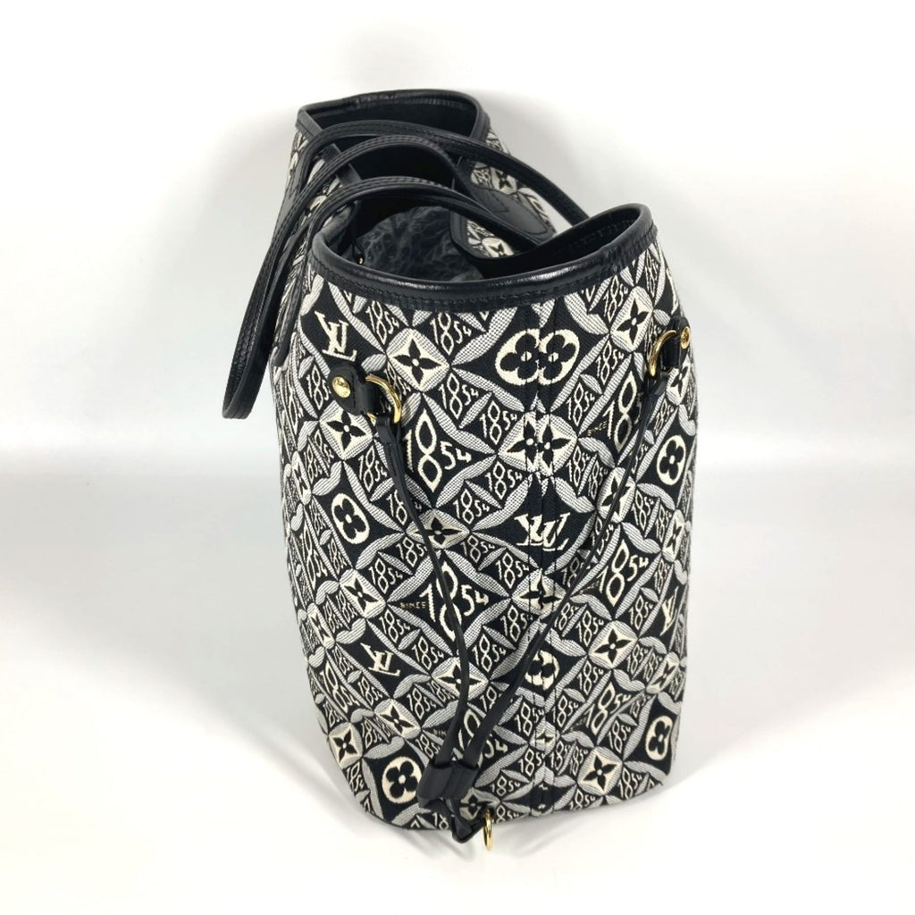 Louis Vuitton Black White Jacquard Leather Shoulder Bag Tote Bag (Pre-Owned)