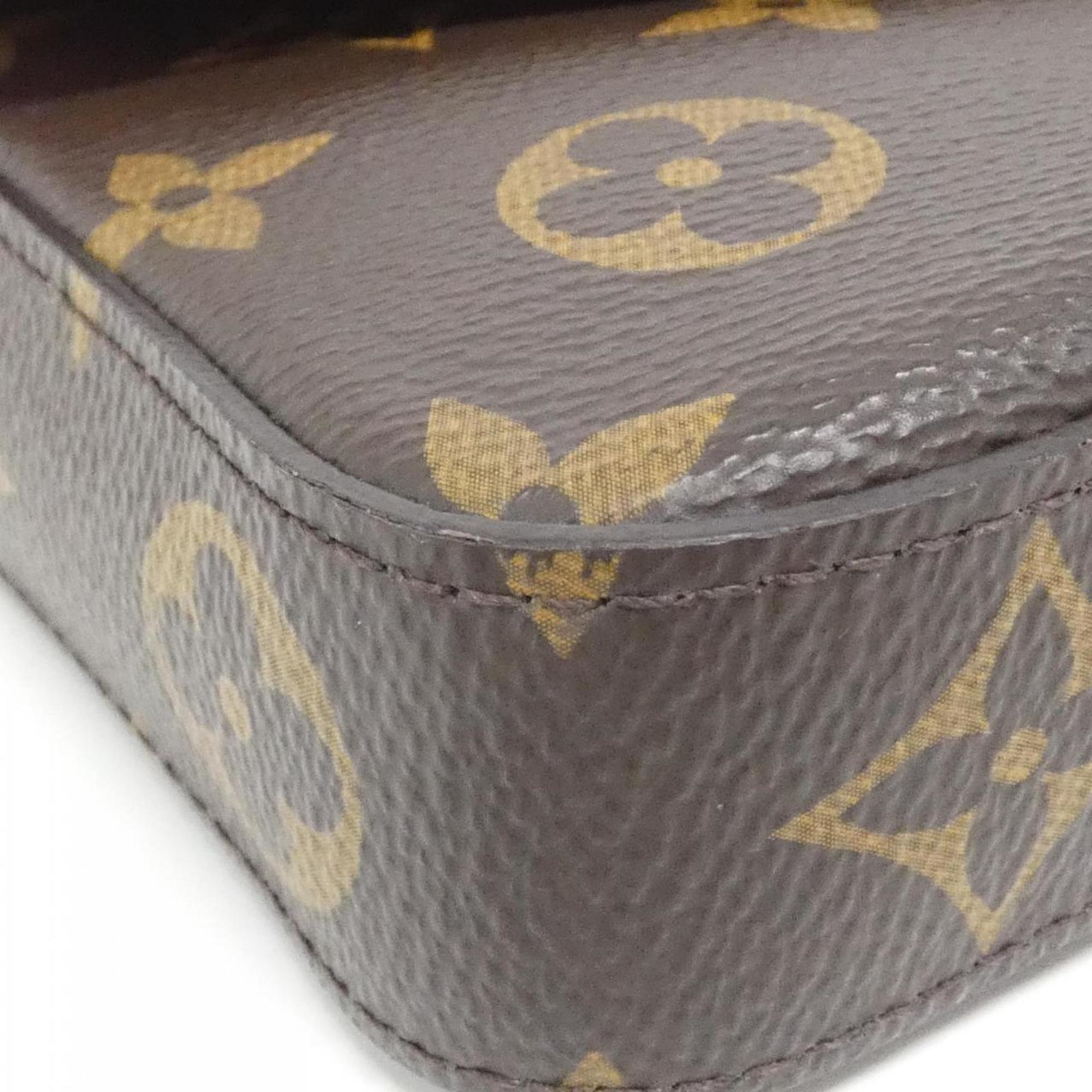 Louis Vuitton Marron Coated Canvas Pochette Shoulder Bag (Pre-Owned)