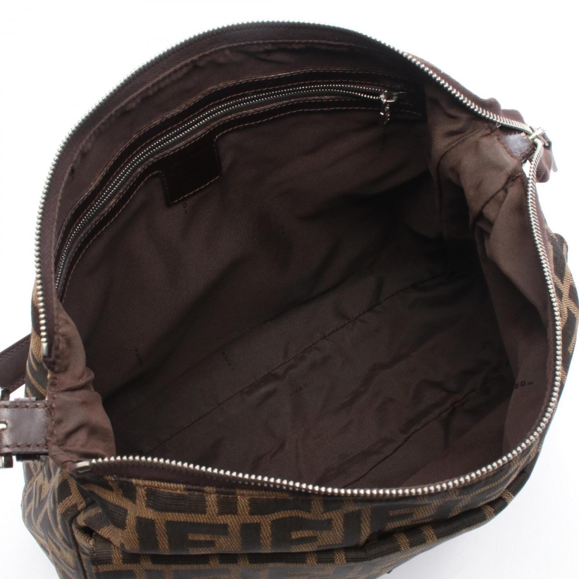 Fendi Brown Canvas Leather Handbag Shoulder Bag (Pre-Owned)