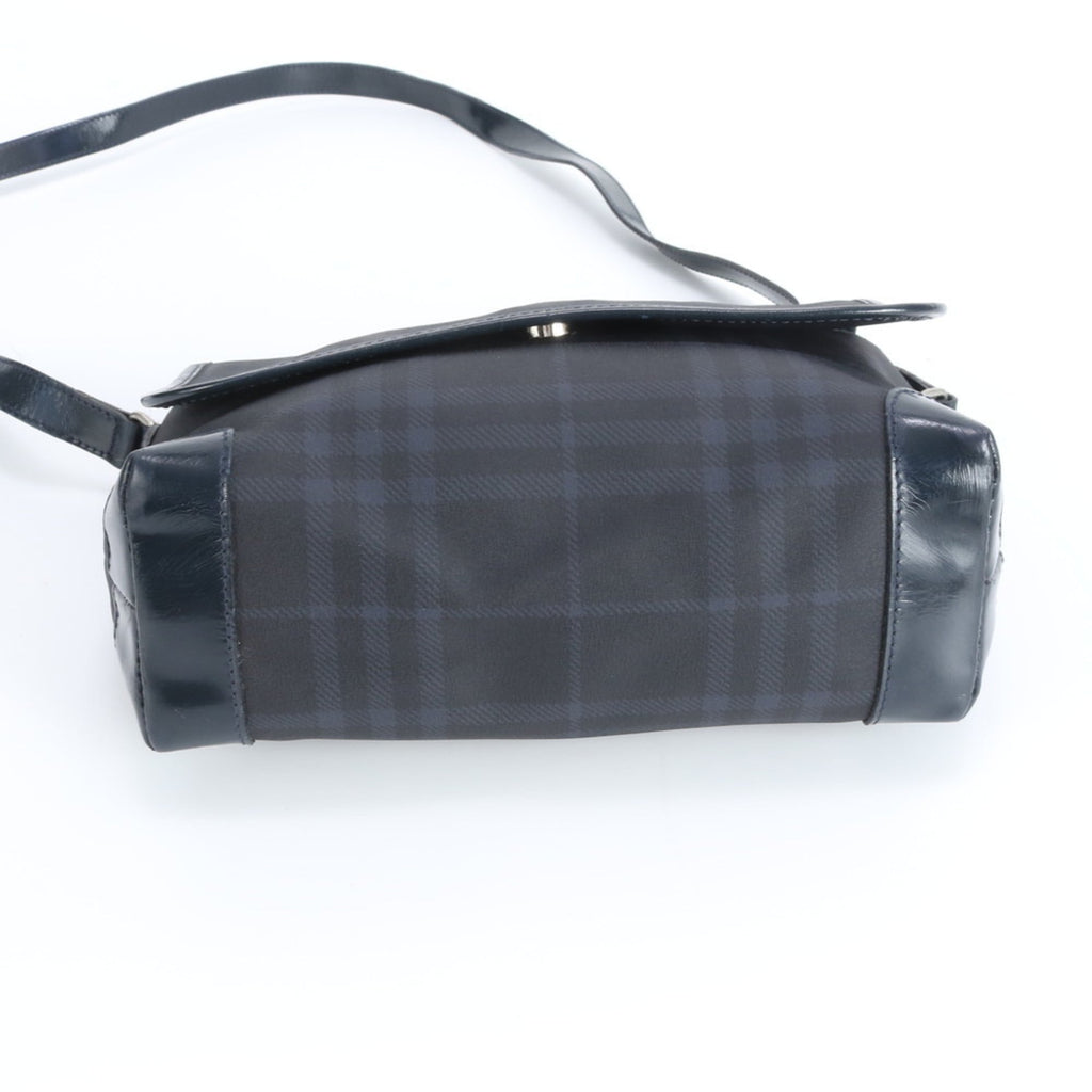 Burberry Navy Leather Nylon Messenger Bag Shoulder Bag (Pre-Owned)