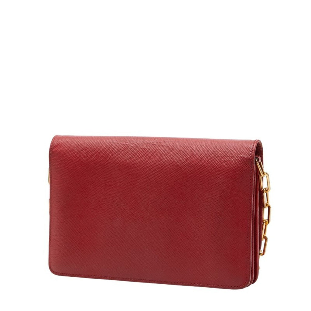 Prada Red Color Leather Shoulder Bag (Pre-Owned)