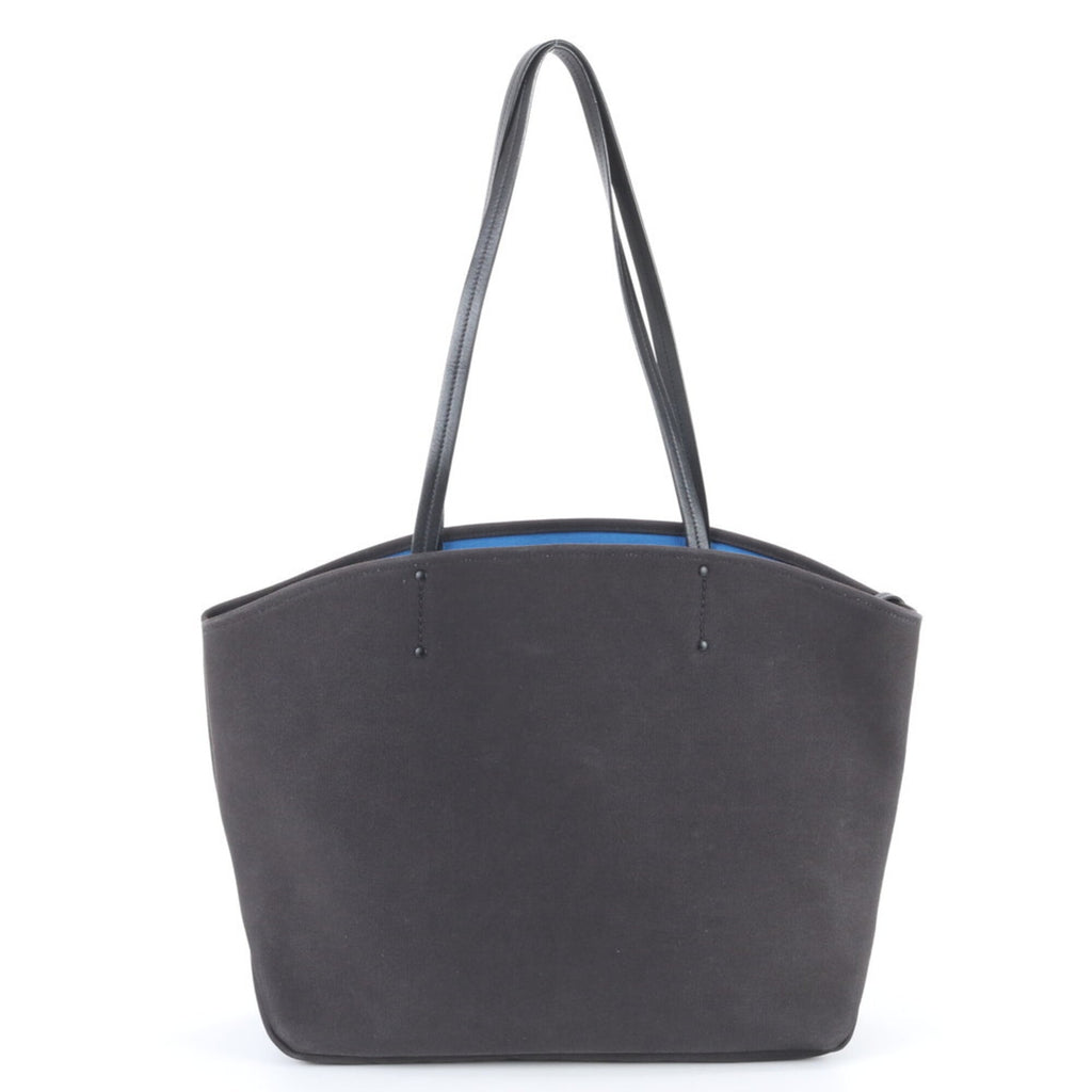 Prada Black Blue White Leather Canvas Handbag Tote Bag (Pre-Owned)