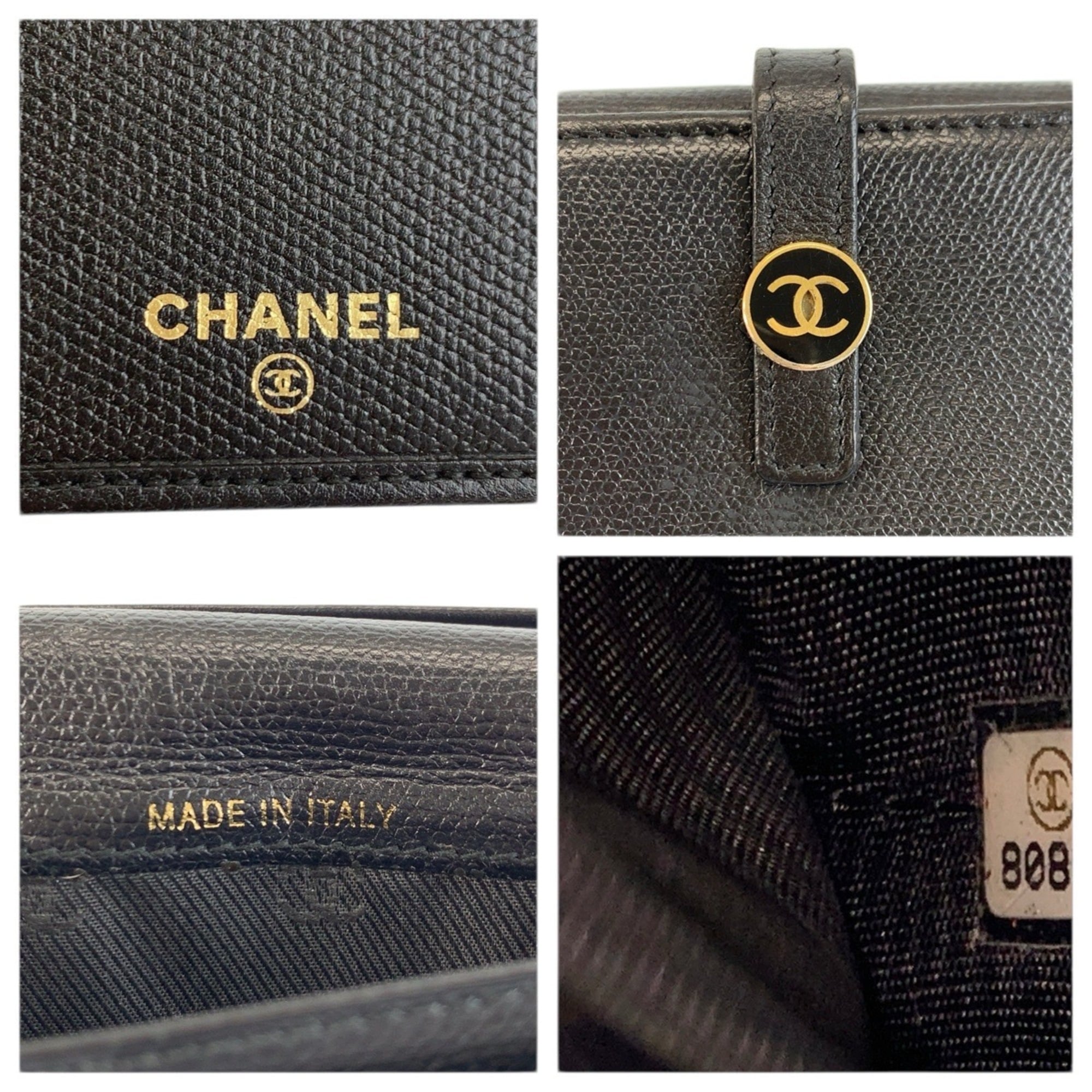 Chanel Black Leather Wallet (Bi-Fold) (Pre-Owned)