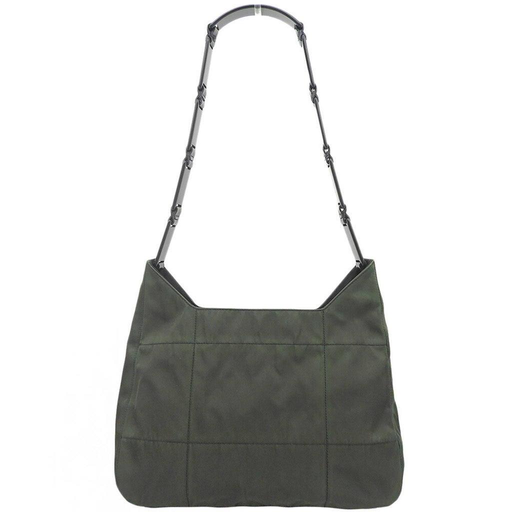 Prada Black Green Nylon Plastic Shoulder Bag (Pre-Owned)