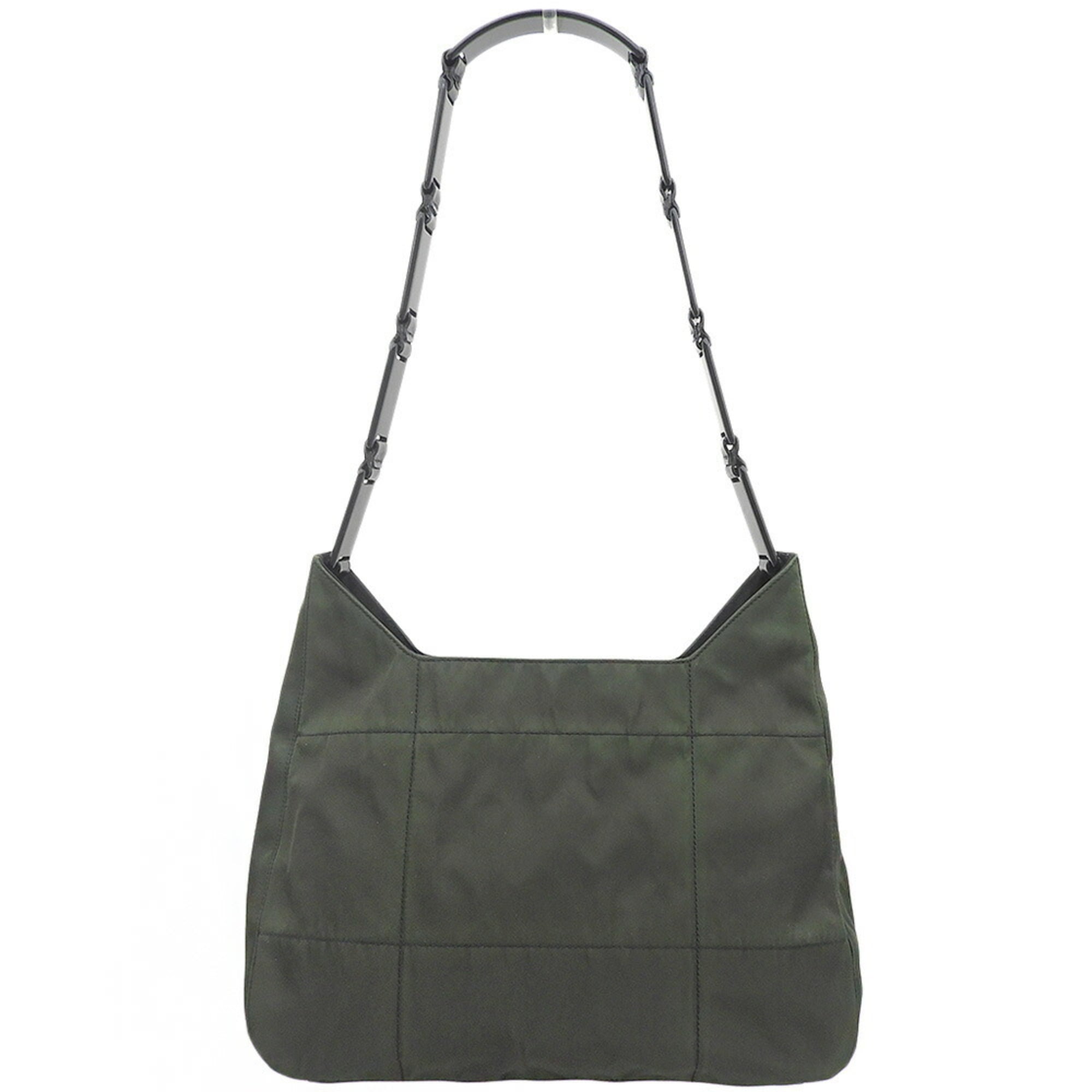 Prada Black Green Nylon Plastic Shoulder Bag (Pre-Owned)