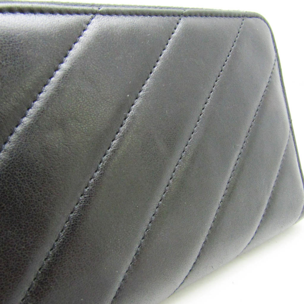 Chanel Black Leather Long Wallet (Bi-Fold) (Pre-Owned)