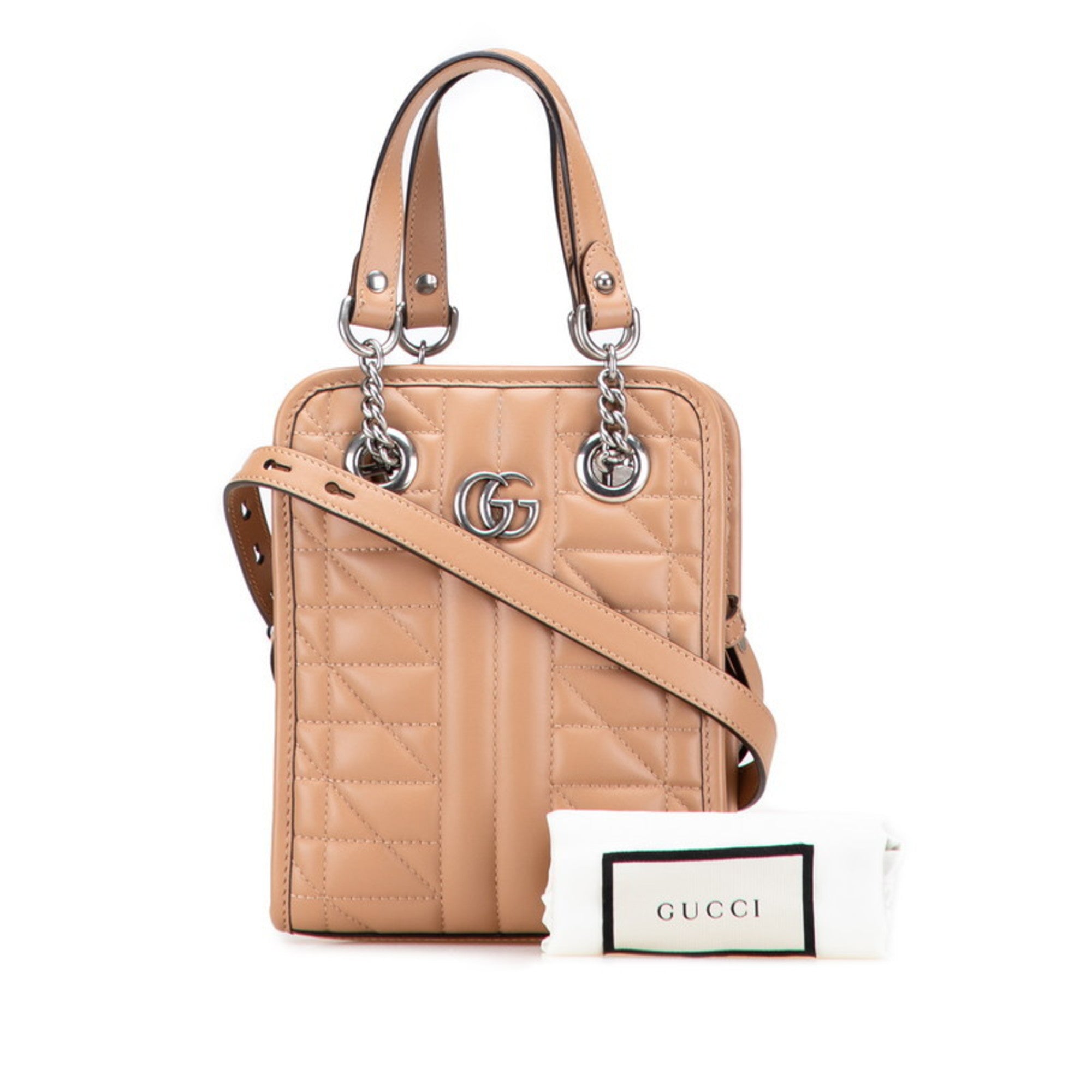 Gucci Beige Leather Handbag Shoulder Bag (Pre-Owned)
