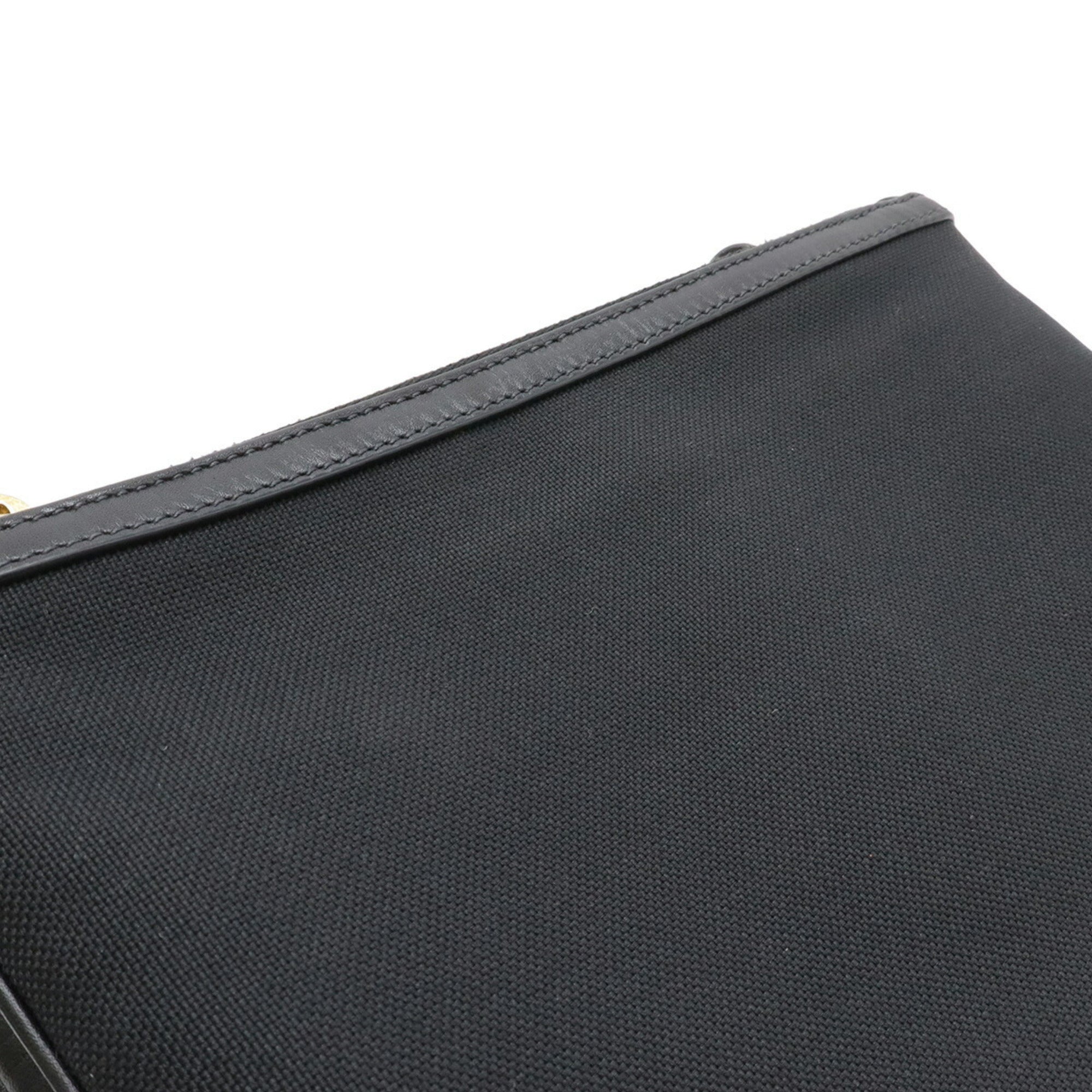 Prada Nero Canvas Leather Clutch Bag Pochette Shoulder Bag (Pre-Owned)