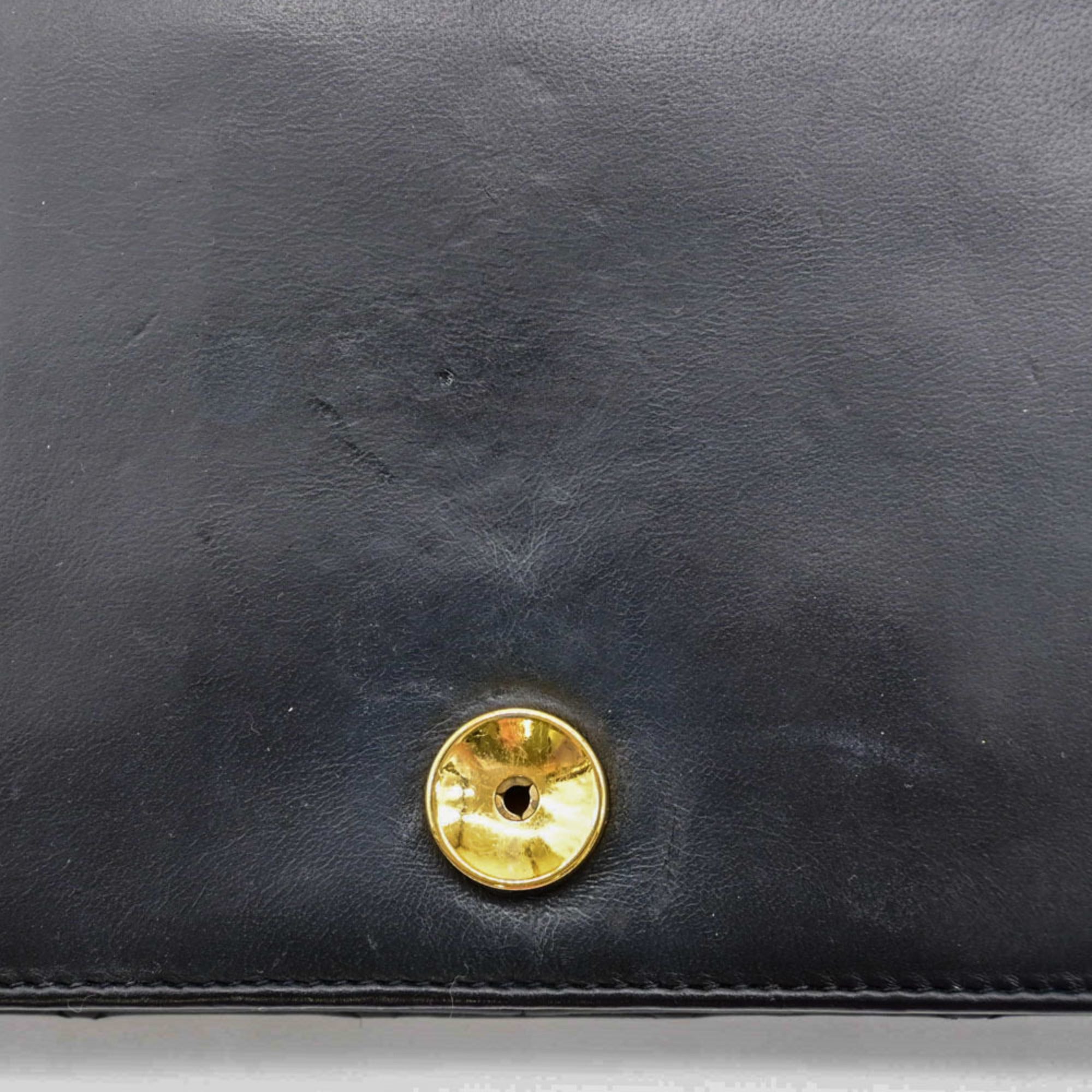 Chanel Black Leather Clutch Bag Shoulder Bag (Pre-Owned)