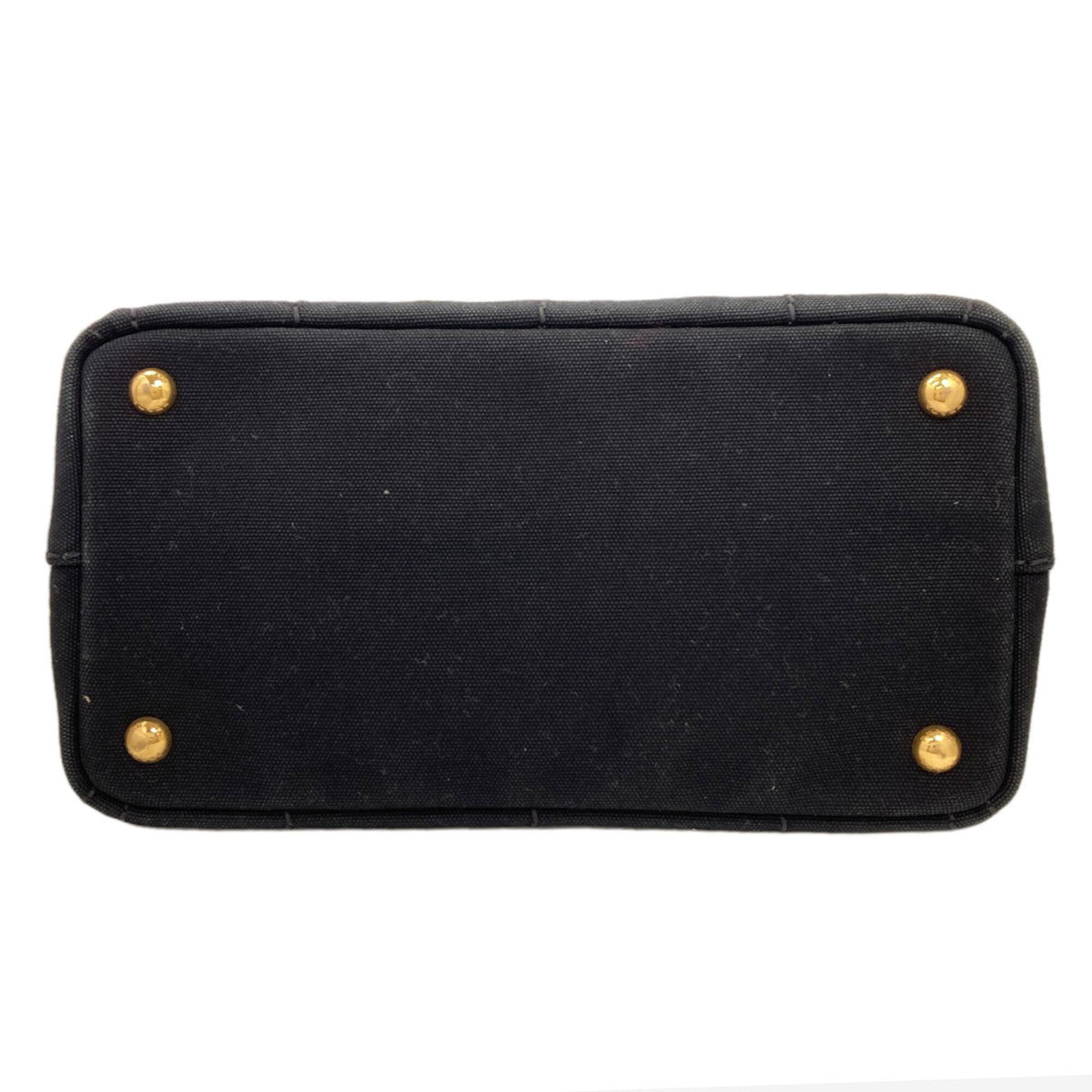 Prada Canapa Black Canvas Handbag (Pre-Owned)