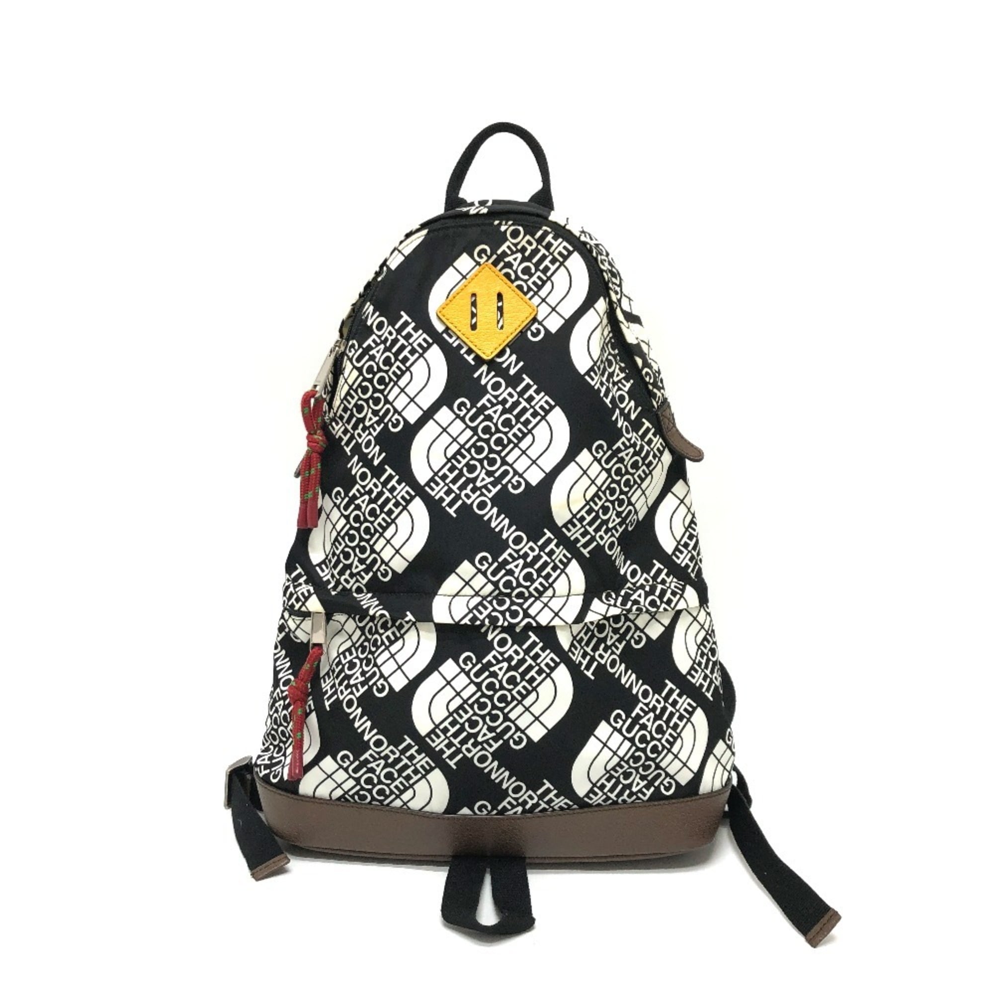 Gucci Black Brown White Nylon Leather Backpack (Pre-Owned)