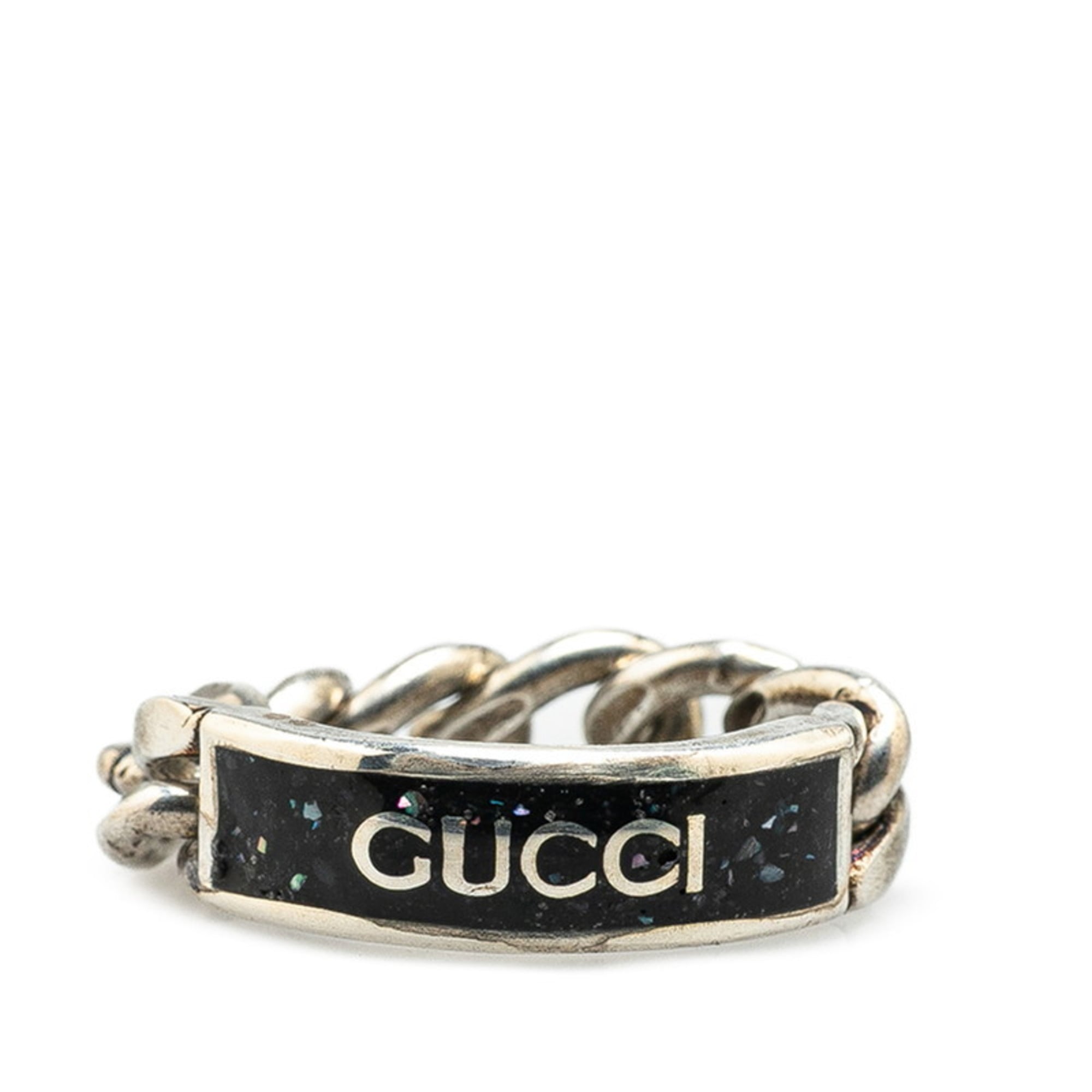 Gucci Silver Black Silver 925 Band Ring (Pre-Owned)