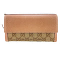Gucci Beige Pink Canvas Leather Long Wallet (Bi-Fold) (Pre-Owned)