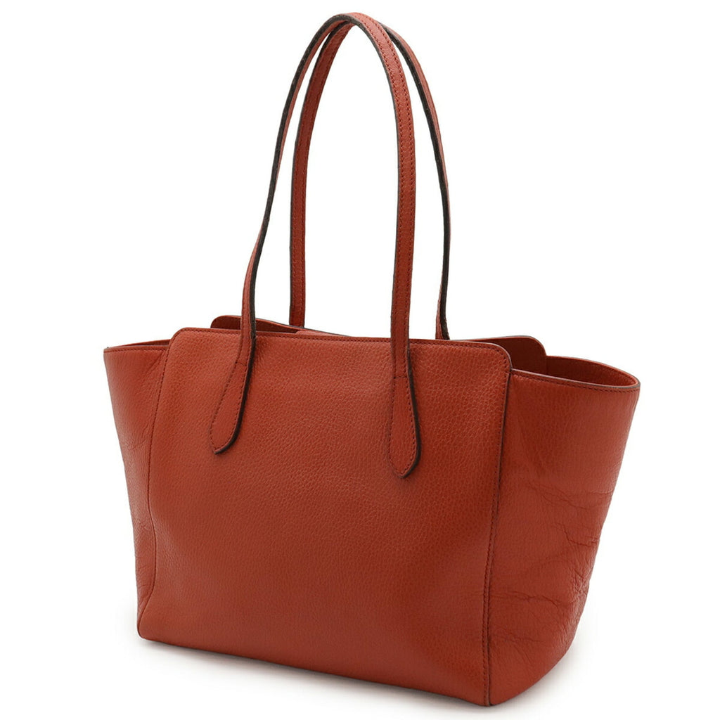 Gucci Red Color Leather Shoulder Bag Tote Bag (Pre-Owned)