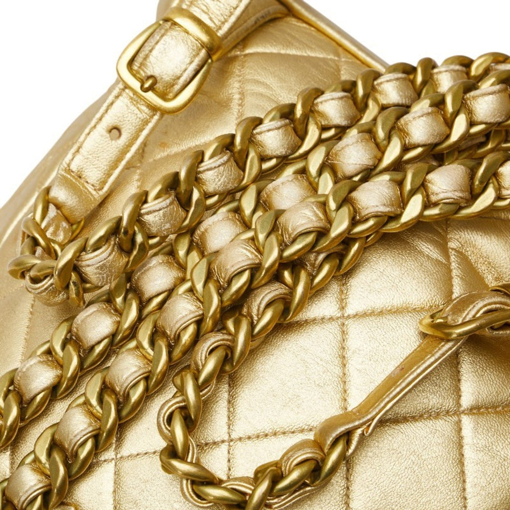 Chanel Gold Leather Backpack (Pre-Owned)
