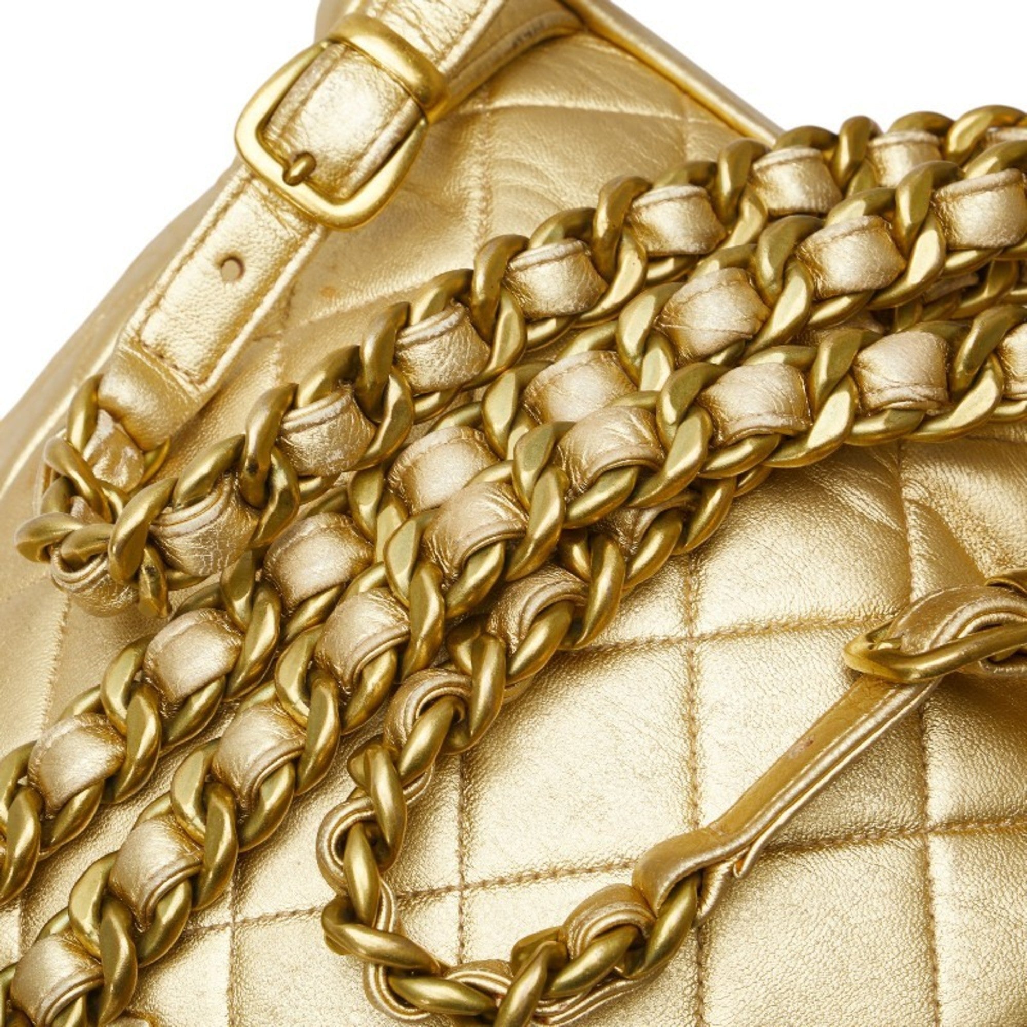 Chanel Gold Leather Backpack (Pre-Owned)