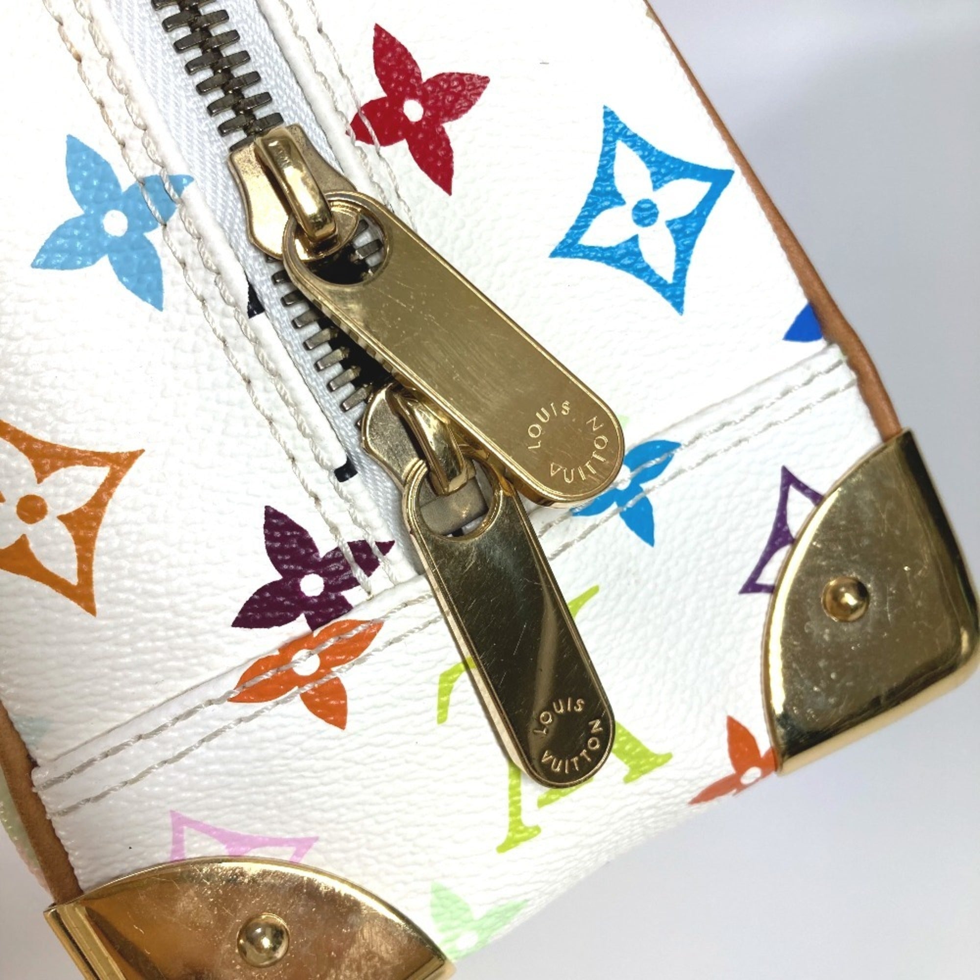 Louis Vuitton Multi-Color White Monogram Multicolore Canvas Boston Bag Handbag (Pre-Owned)