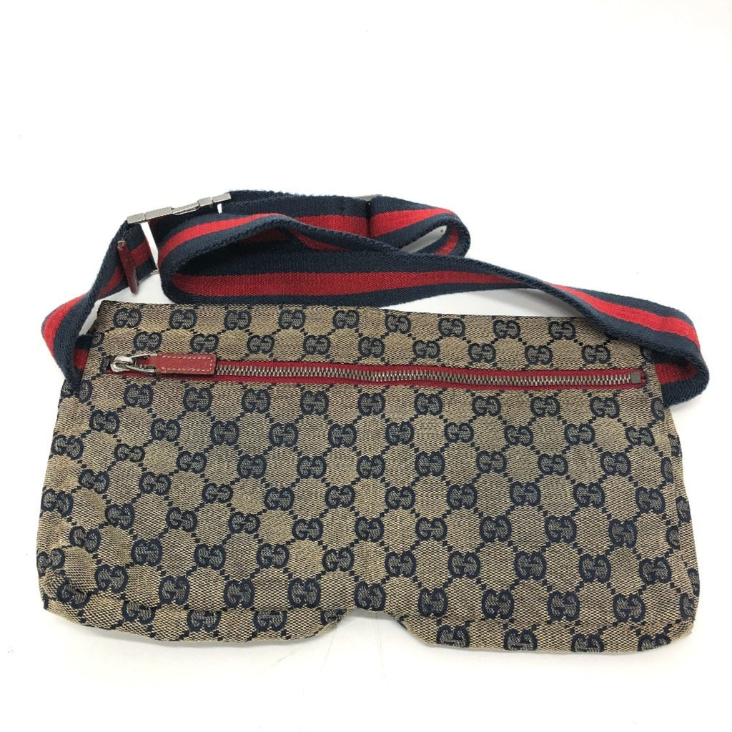 Gucci Red Color Gg Canvas Leather Fanny Pack Sling Bag (Pre-Owned)