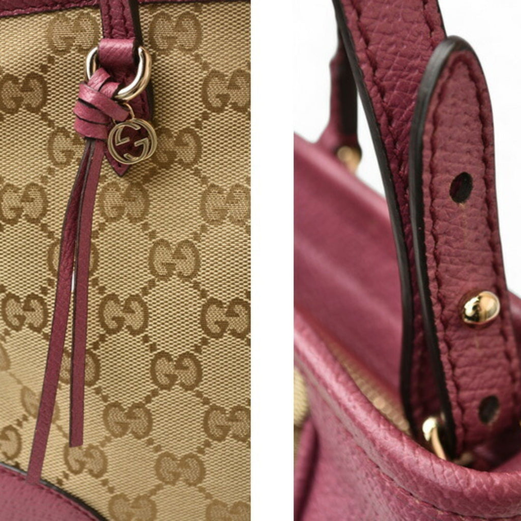 Gucci Beige Pink Gg Canvas Leather Handbag Shoulder Bag (Pre-Owned)