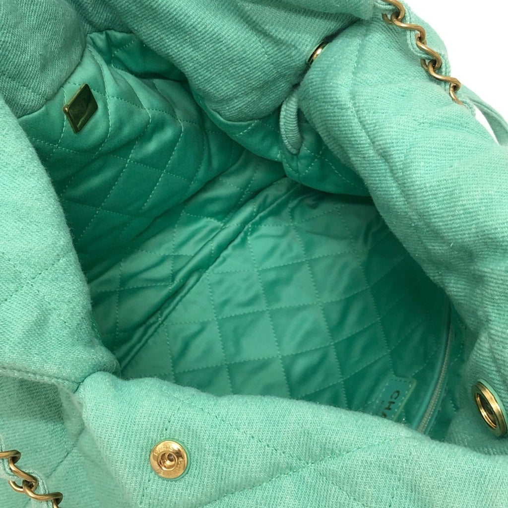 Chanel Matelasse Green Turquoise Denim Handbag Shoulder Bag (Pre-Owned)