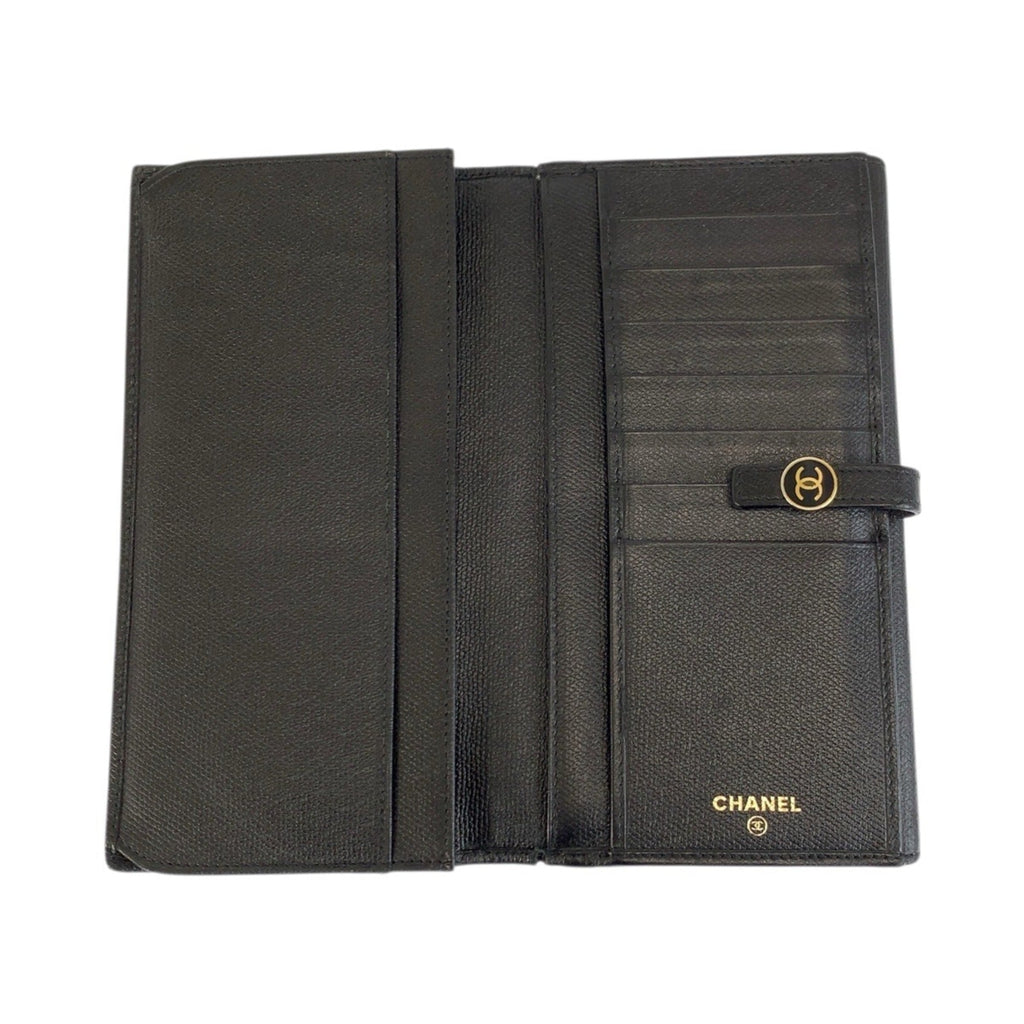 Chanel Black Leather Wallet (Bi-Fold) (Pre-Owned)