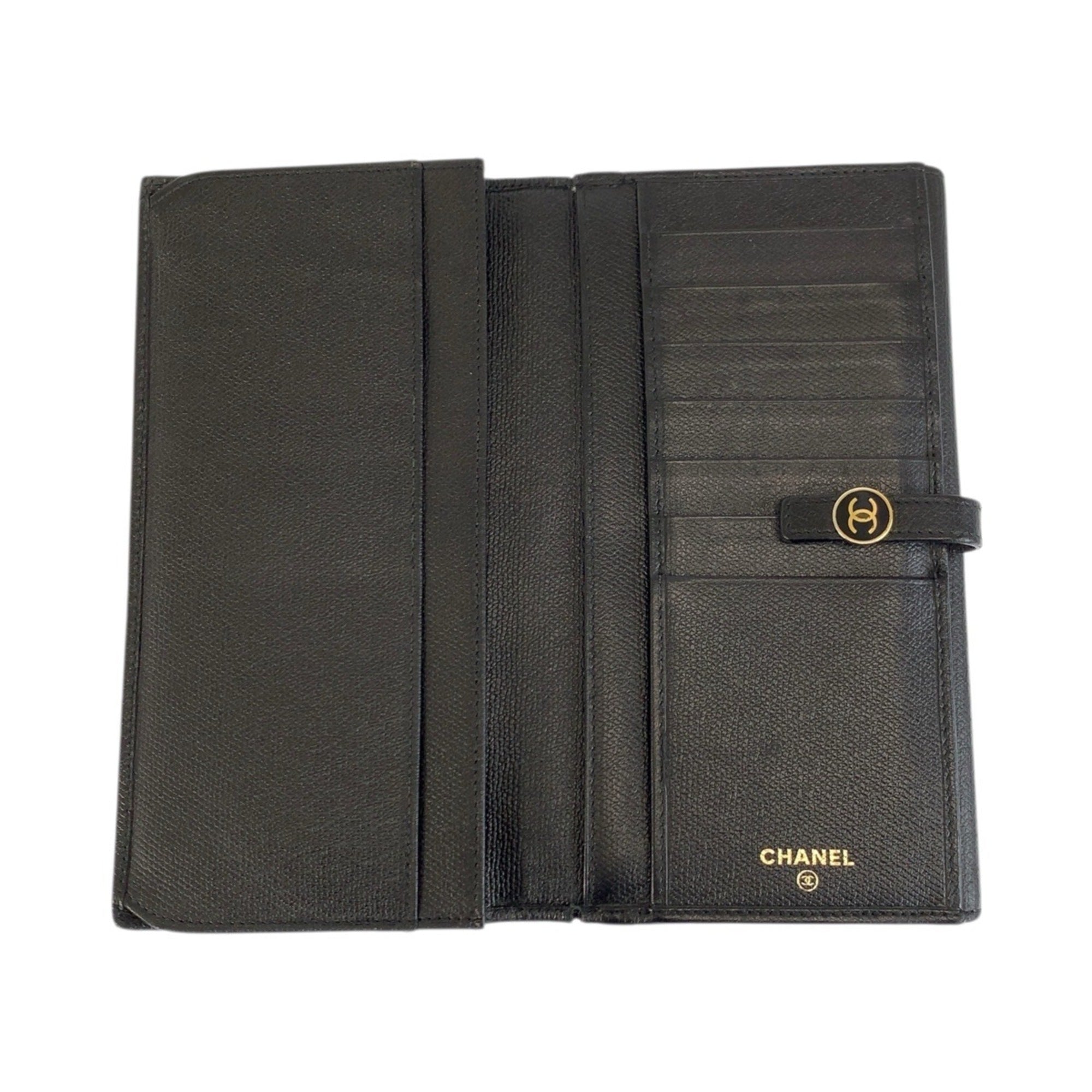 Chanel Black Leather Wallet (Bi-Fold) (Pre-Owned)