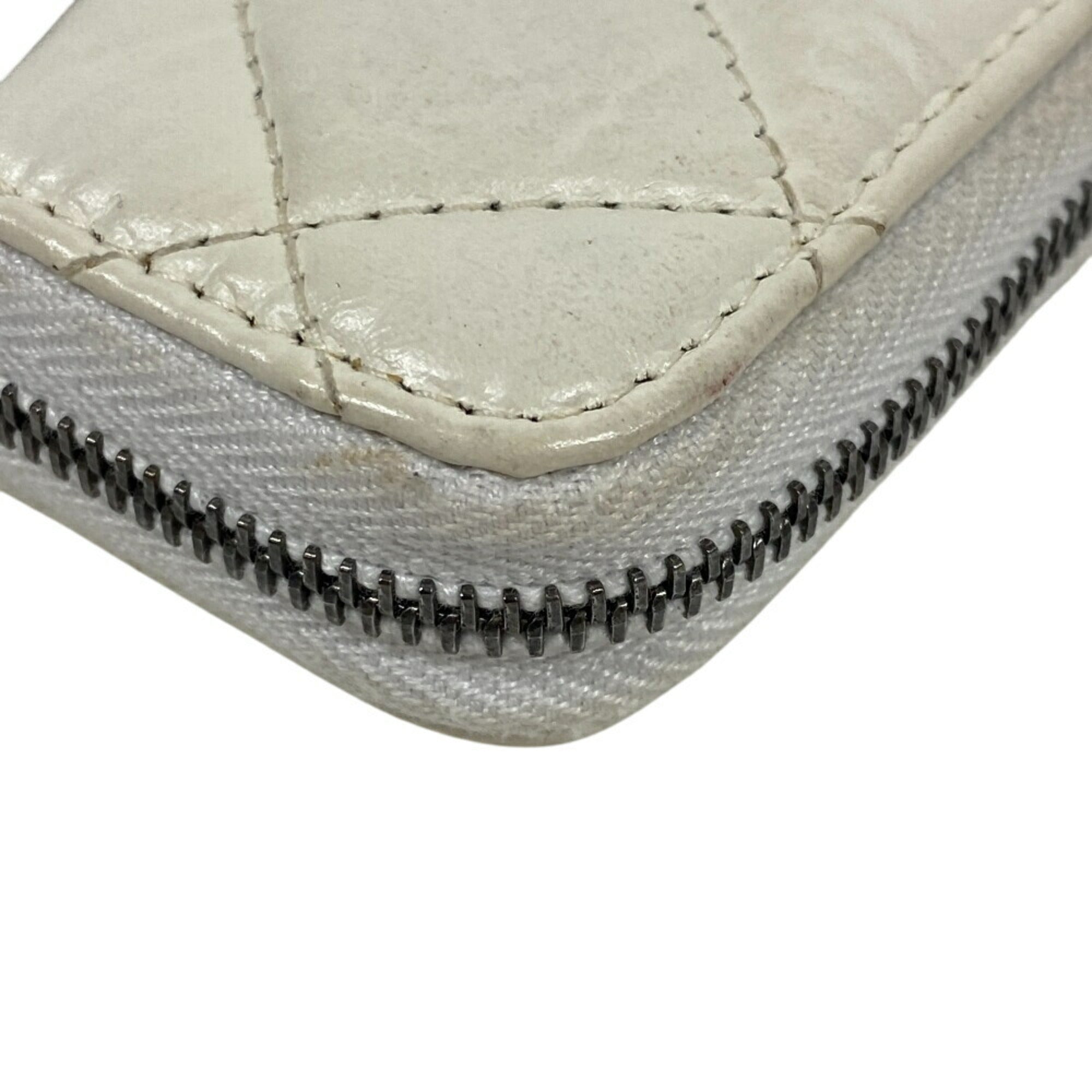 Chanel Black White Leather Coin Purse/Coin Case (Pre-Owned)