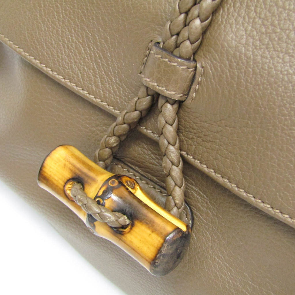 Gucci Bamboo Shoulder Bag Leather Brown Leather Shoulder Bag Bag (Pre-Owned)
