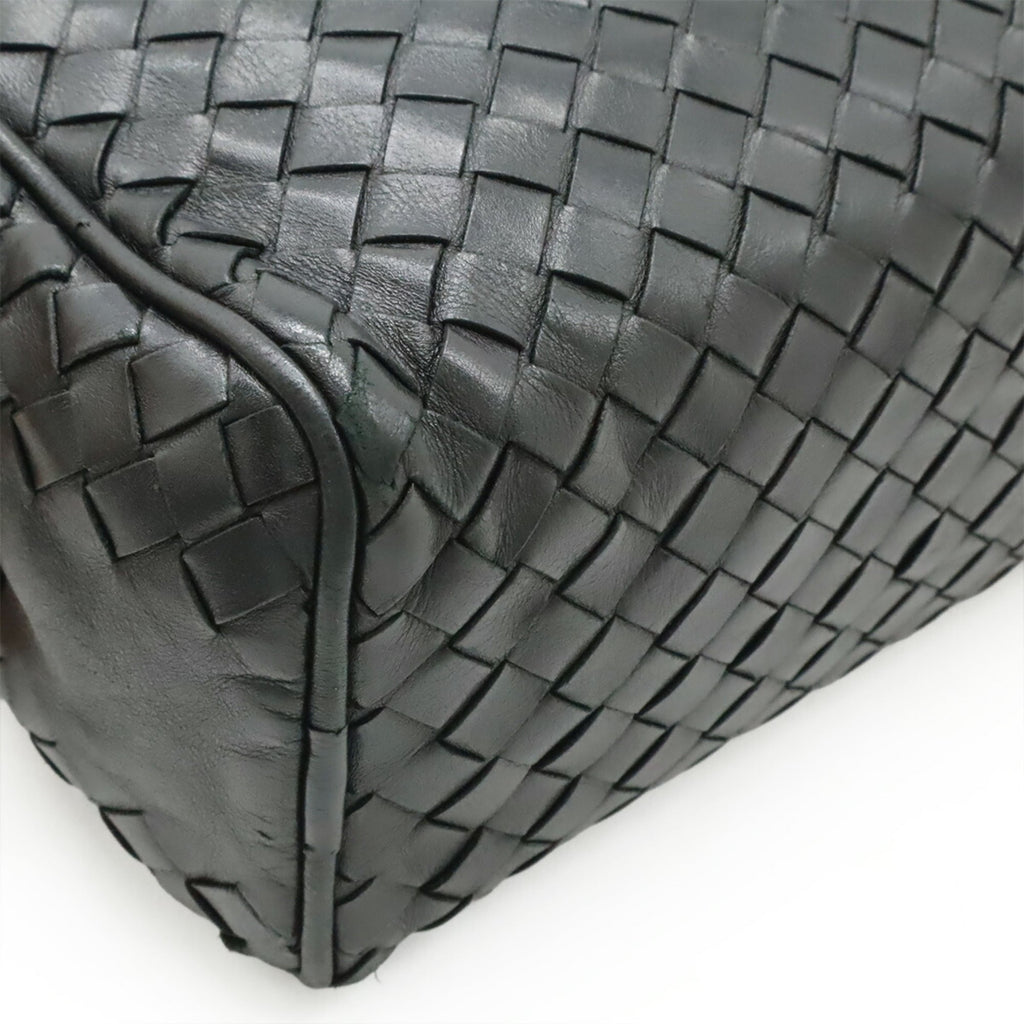 Bottega Veneta Intrecciato Black Leather Clutch Bag (Pre-Owned)