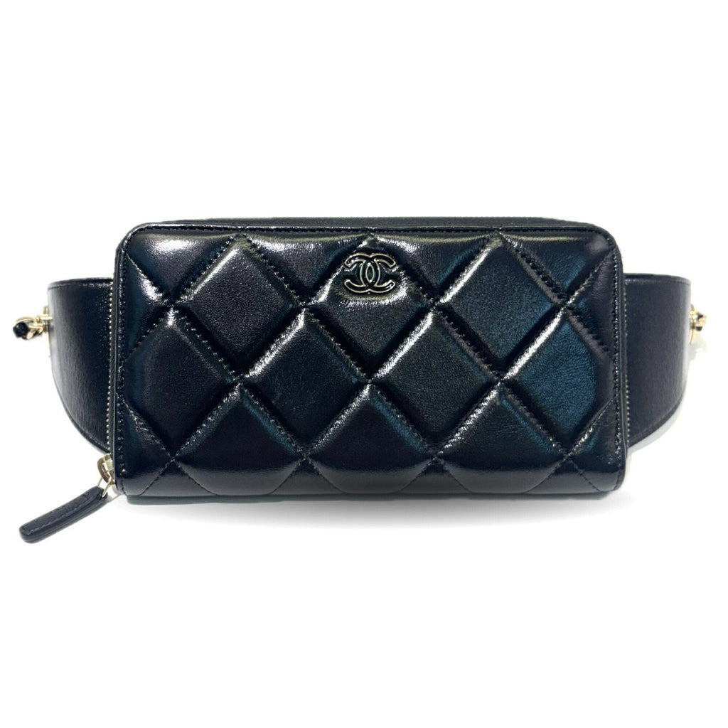 Chanel Black Leather Long Wallet (Bi-Fold) (Pre-Owned)