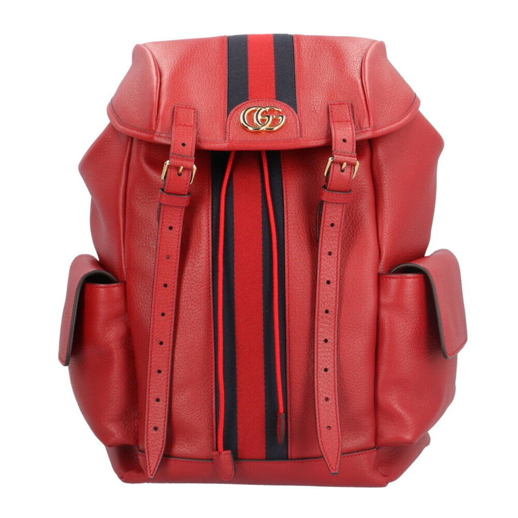 Gucci Navy Red Color Leather Backpack (Pre-Owned)