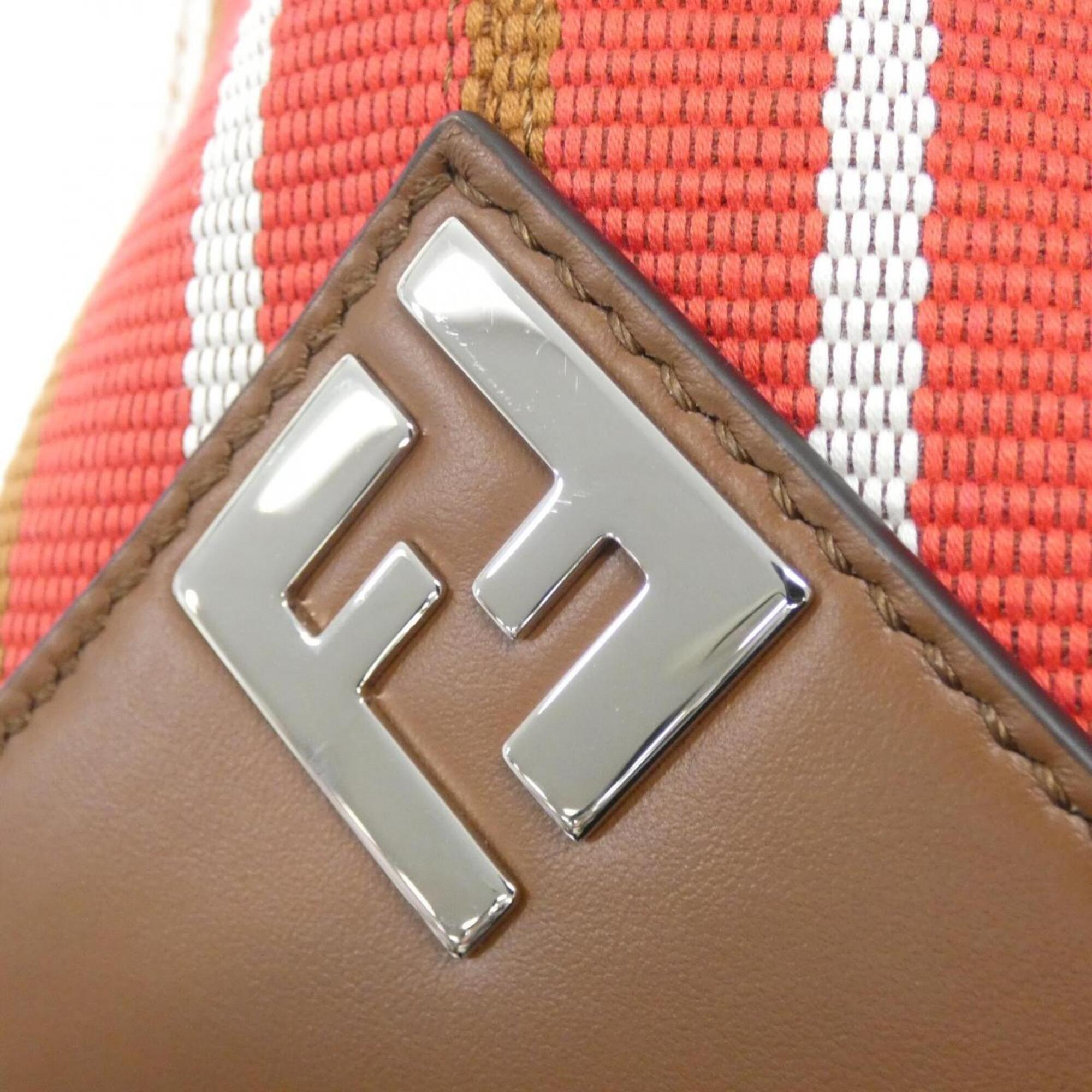 Fendi Silver Canvas Leather Handbag (Pre-Owned)