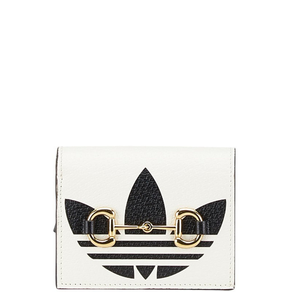 Gucci Black White Leather Chain/Shoulder Wallet (Pre-Owned)