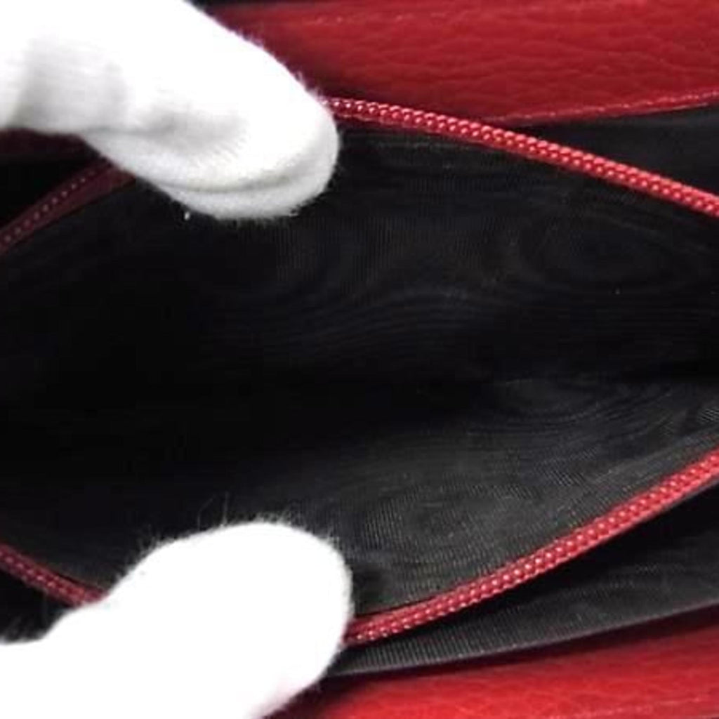 Gucci Red Color Leather Long Wallet (Tri-Fold) (Pre-Owned)