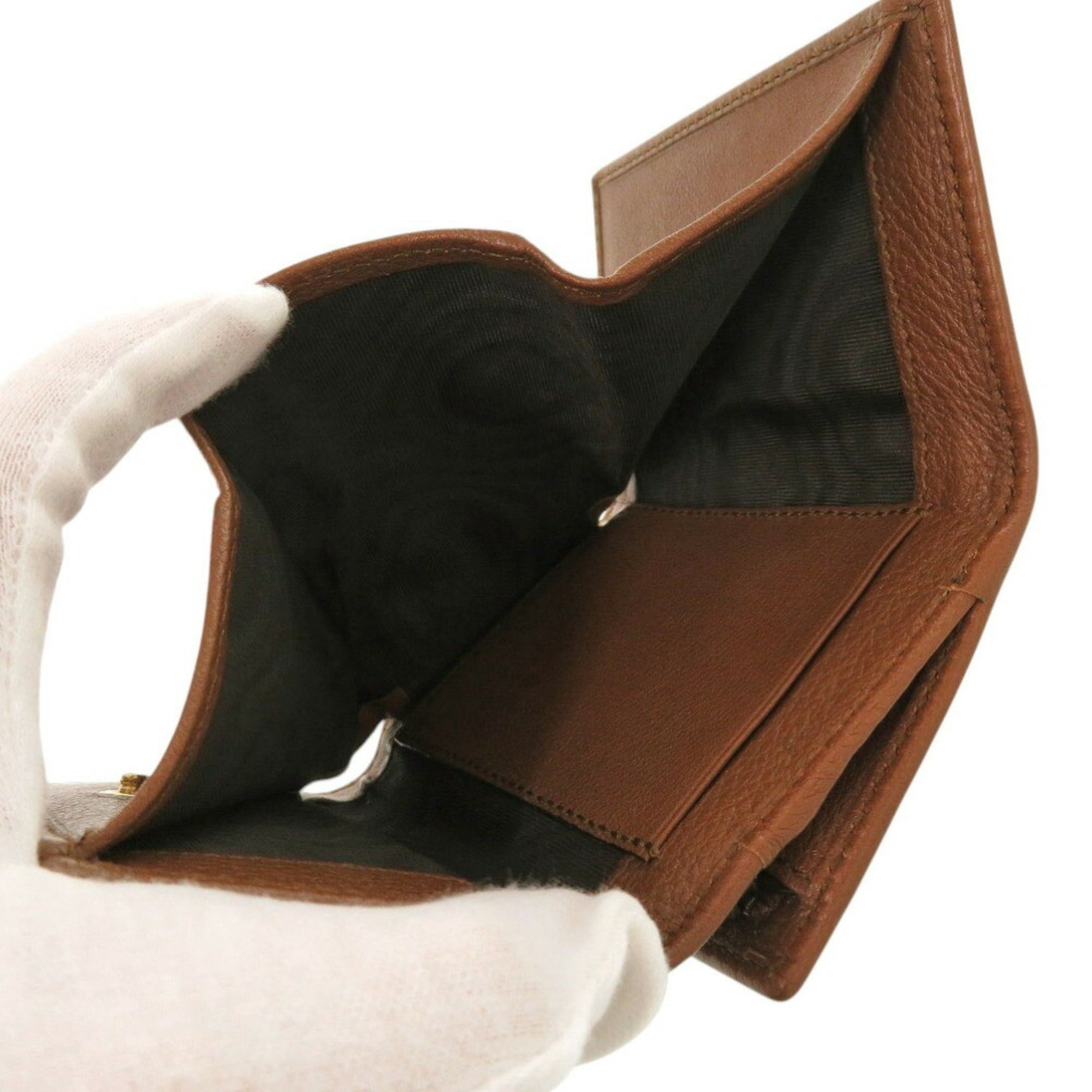 Gucci Bamboo Brown Leather Wallet (Tri-Fold) (Pre-Owned)