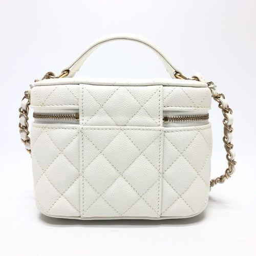 Chanel Caviar Skin White Caviar Leather Handbag Shoulder Bag Vanity Bag (Pre-Owned)