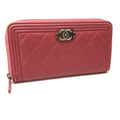 Chanel Pink Leather Long Wallet (Bi-Fold) (Pre-Owned)