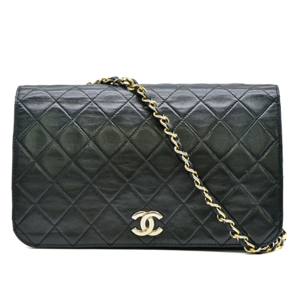Chanel Black Leather Clutch Bag Shoulder Bag (Pre-Owned)