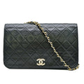 Chanel Black Leather Clutch Bag Shoulder Bag (Pre-Owned)