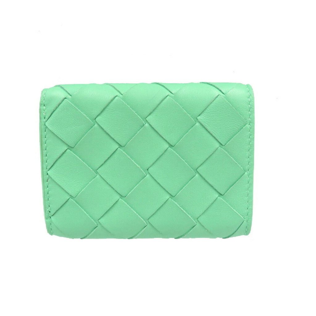 Bottega Veneta Green Leather Wallet (Tri-Fold) (Pre-Owned)