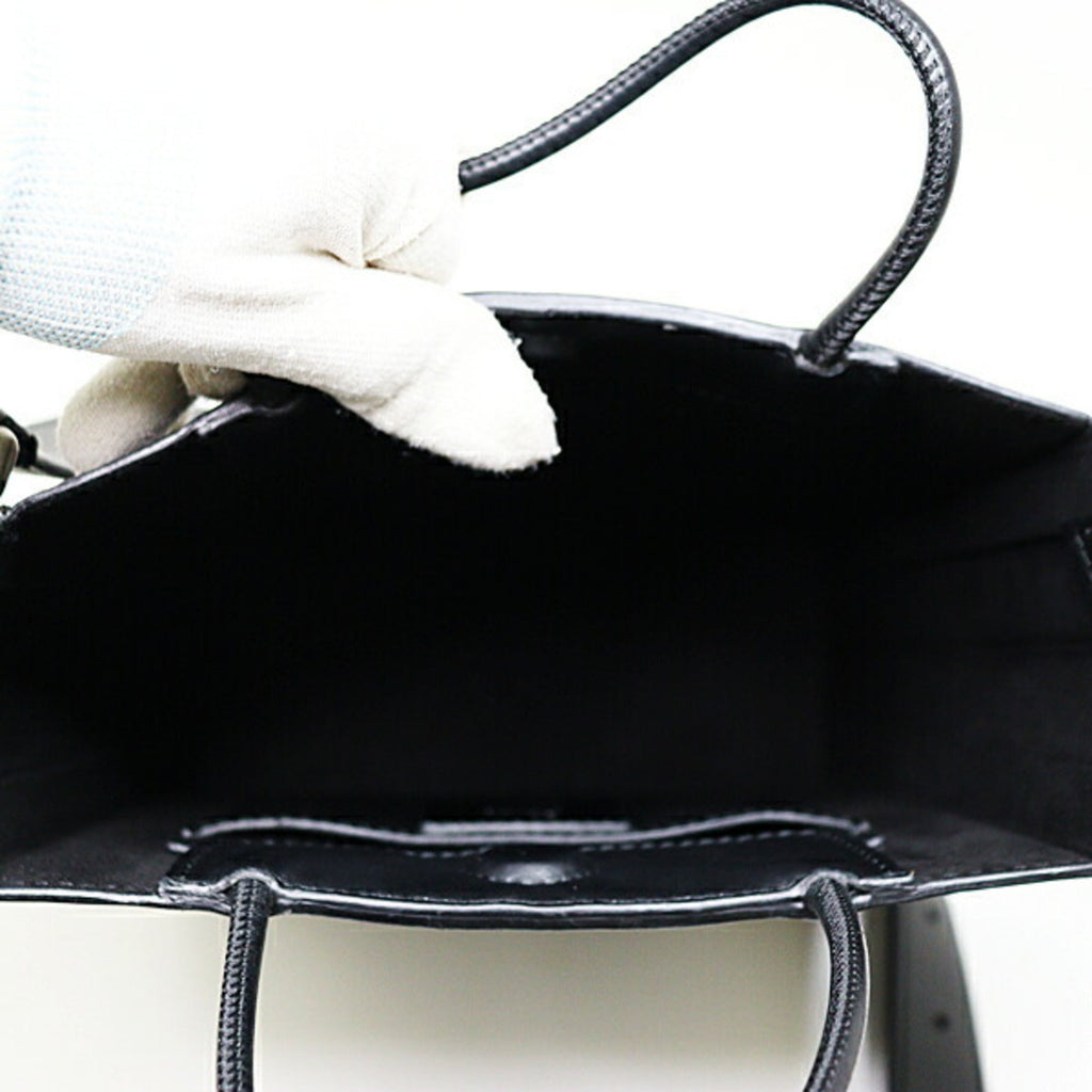 Fendi Black Leather Handbag Shopping Bag Shoulder Bag (Pre-Owned)