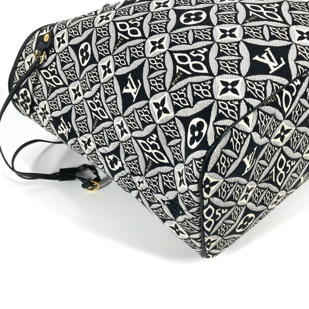 Louis Vuitton Black White Jacquard Leather Shoulder Bag Tote Bag (Pre-Owned)