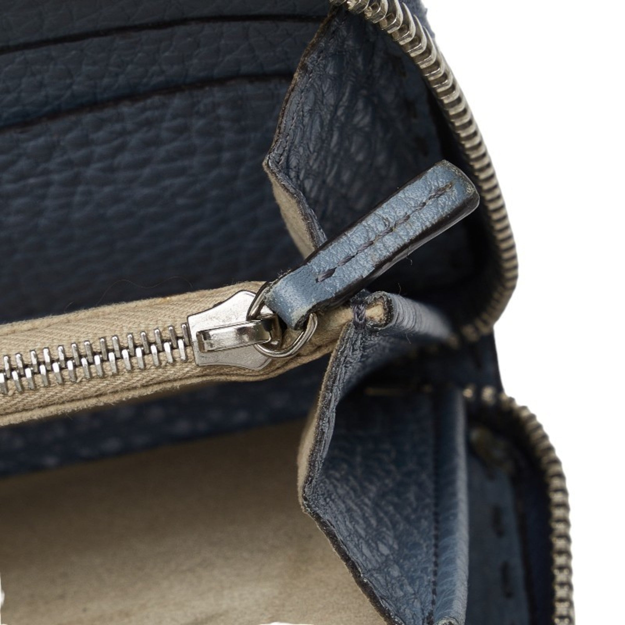 Fendi Blue Gray Leather Long Wallet (Bi-Fold) (Pre-Owned)