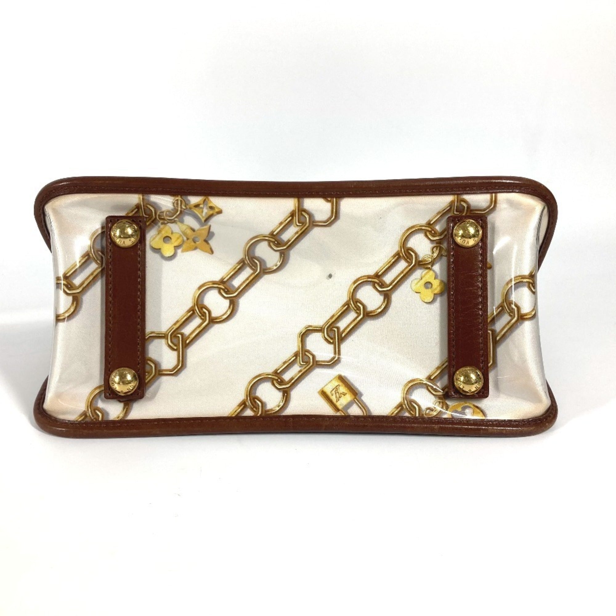 Louis Vuitton Brown White Vinyl Leather Handbag Shoulder Bag Tote Bag (Pre-Owned)