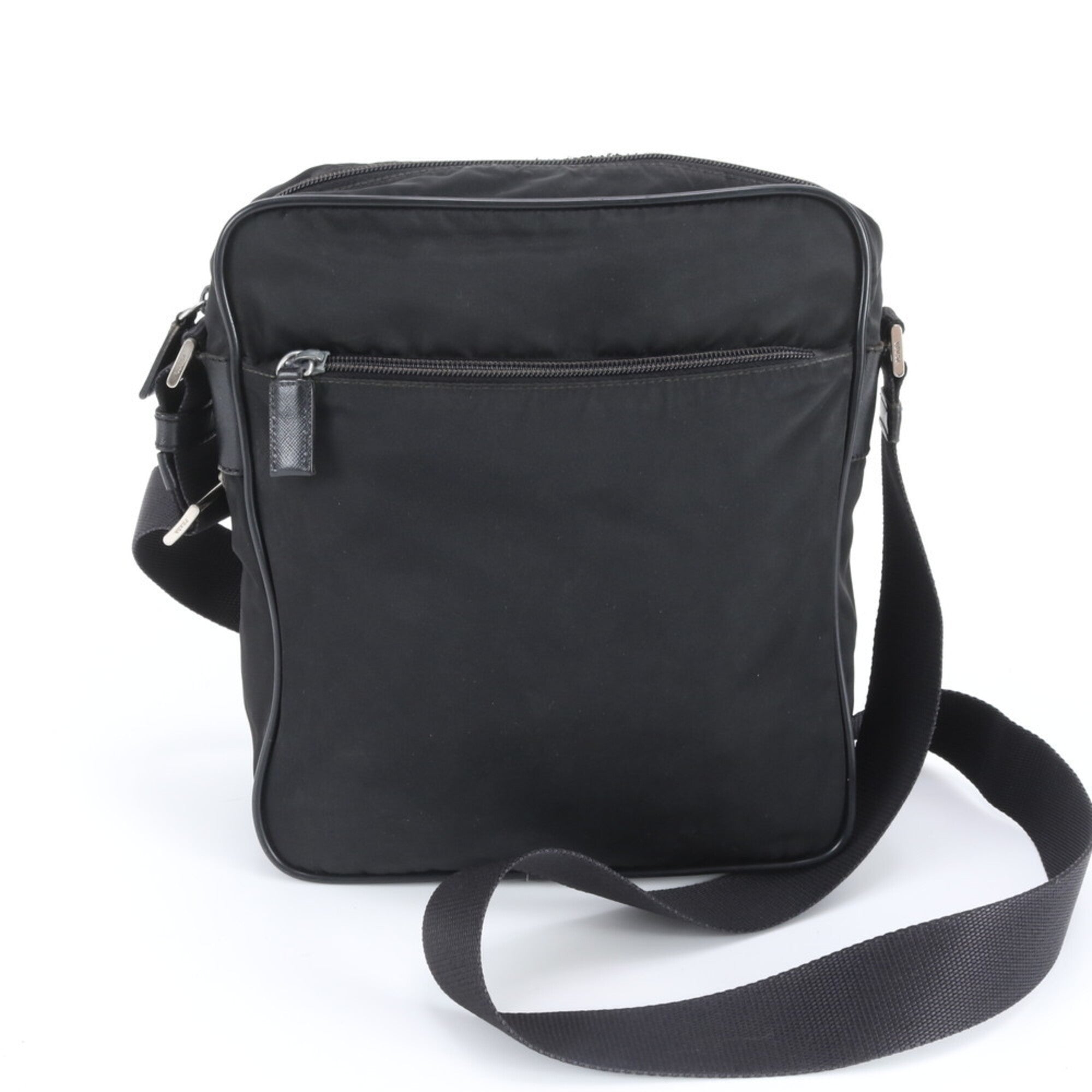 Prada Black White Nylon Shoulder Bag Tote Bag (Pre-Owned)