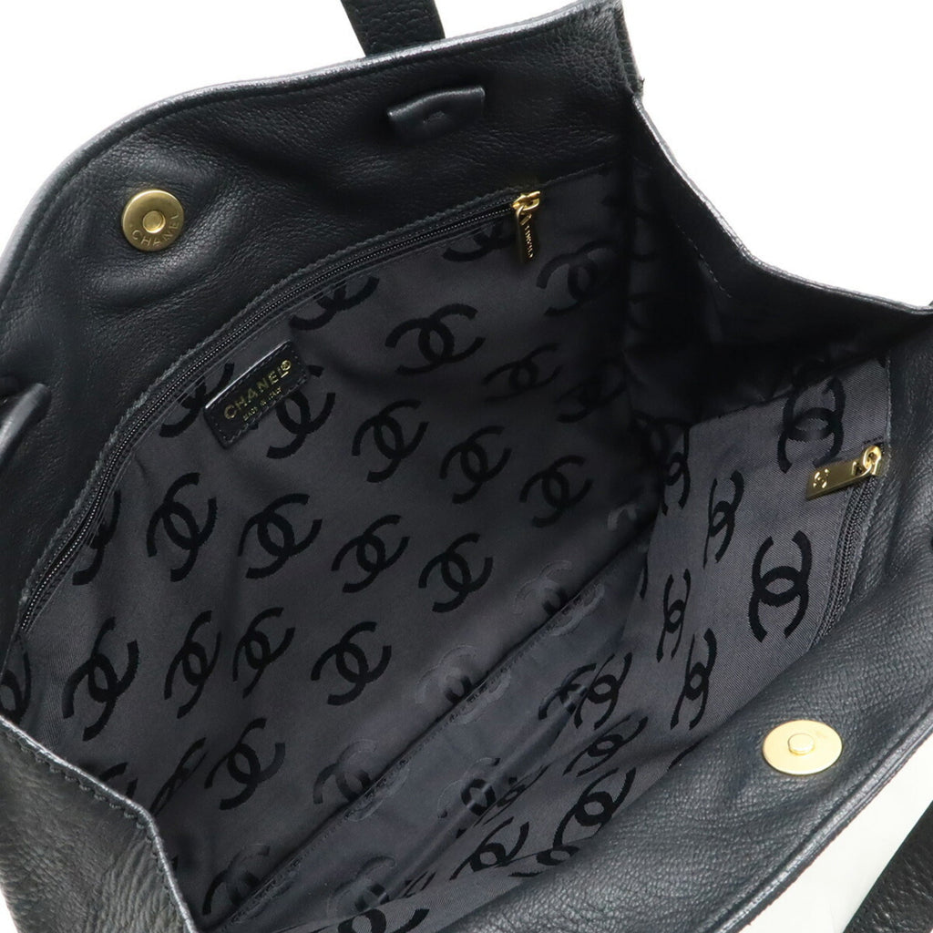 Chanel Black Leather Shoulder Bag Tote Bag (Pre-Owned)